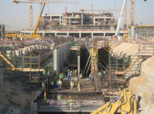 Pre-construction begins on futuristic Masdar City, Abu Dhabi, UAE, 2009-2010.